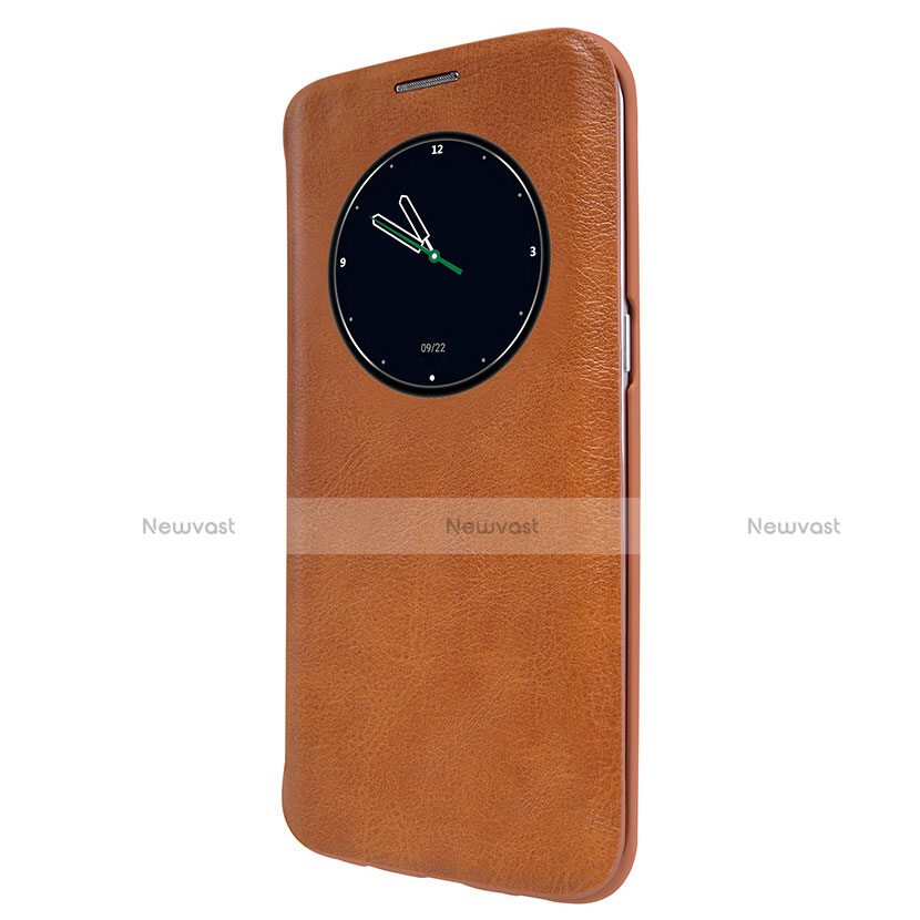 Leather Case Stands Flip Cover L02 for Samsung Galaxy S7 Edge G935F Brown