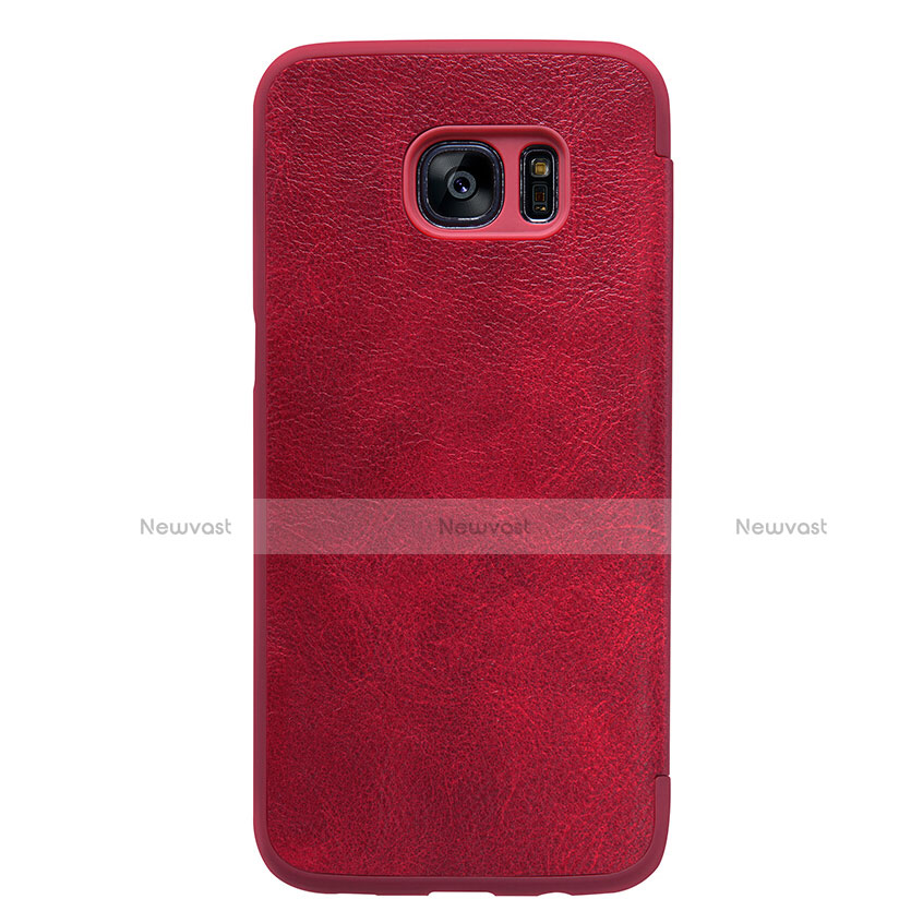 Leather Case Stands Flip Cover L02 for Samsung Galaxy S7 Edge G935F Red