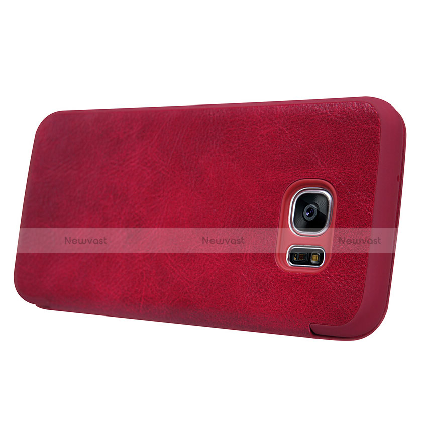 Leather Case Stands Flip Cover L02 for Samsung Galaxy S7 Edge G935F Red