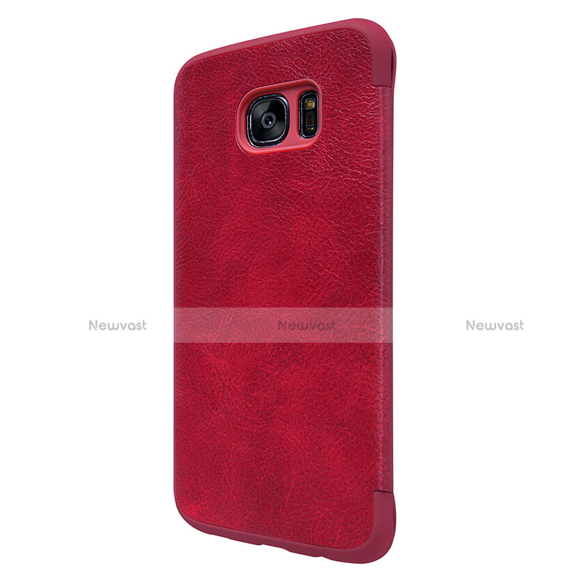 Leather Case Stands Flip Cover L02 for Samsung Galaxy S7 Edge G935F Red