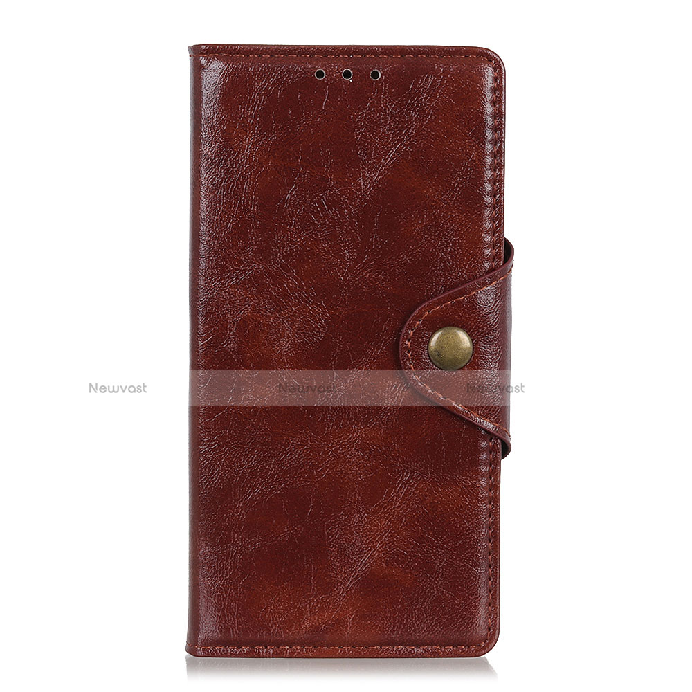 Leather Case Stands Flip Cover L02 Holder for Alcatel 3L Brown