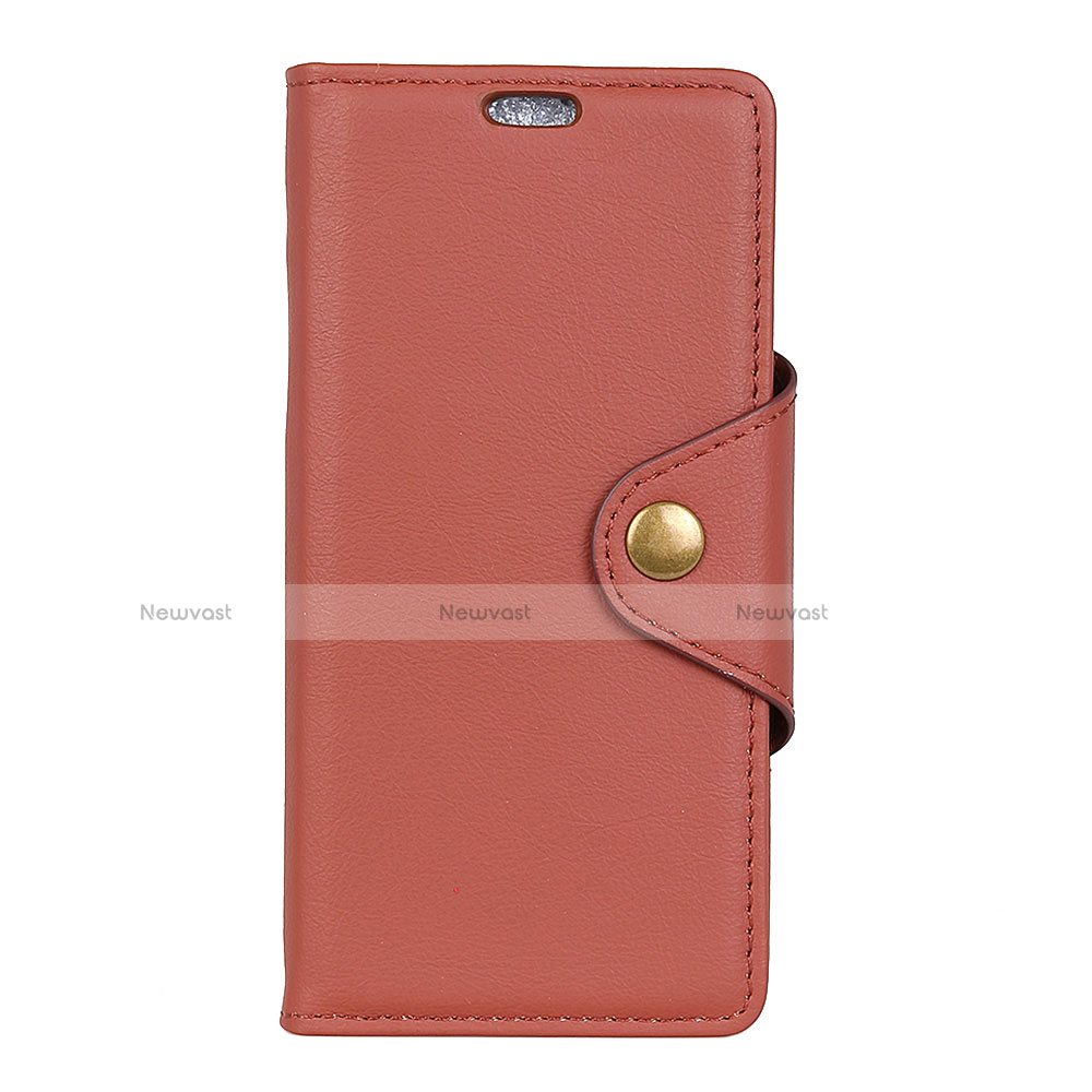 Leather Case Stands Flip Cover L02 Holder for Alcatel 7 Brown