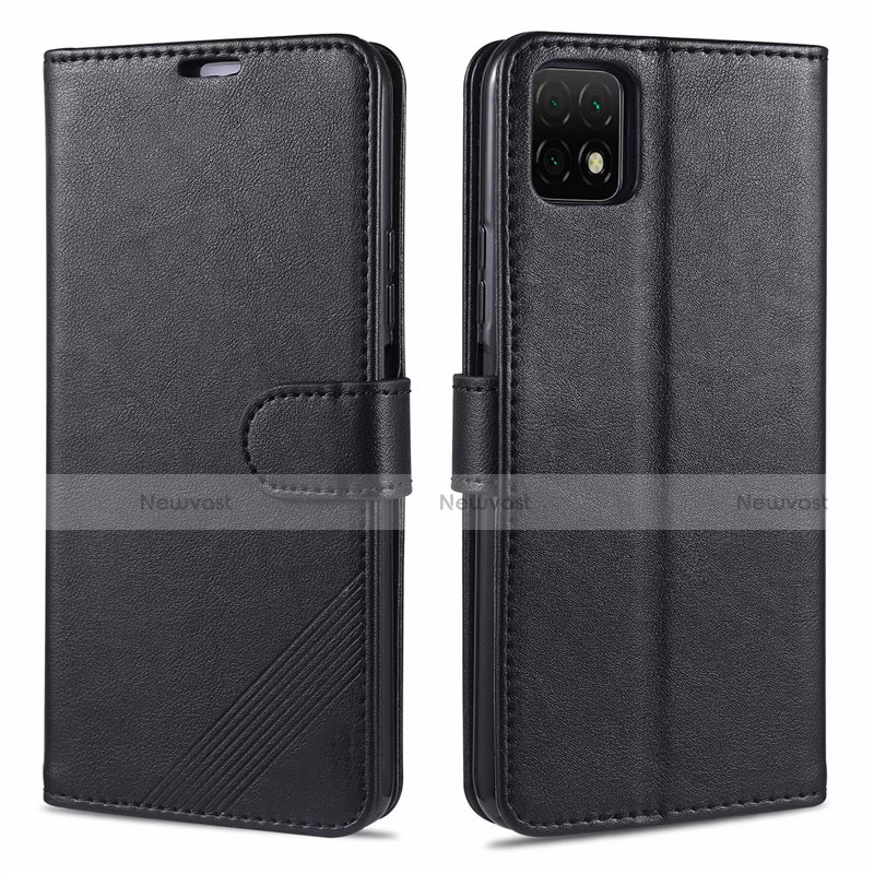 Leather Case Stands Flip Cover L02 Holder for Huawei Enjoy 20 5G Black