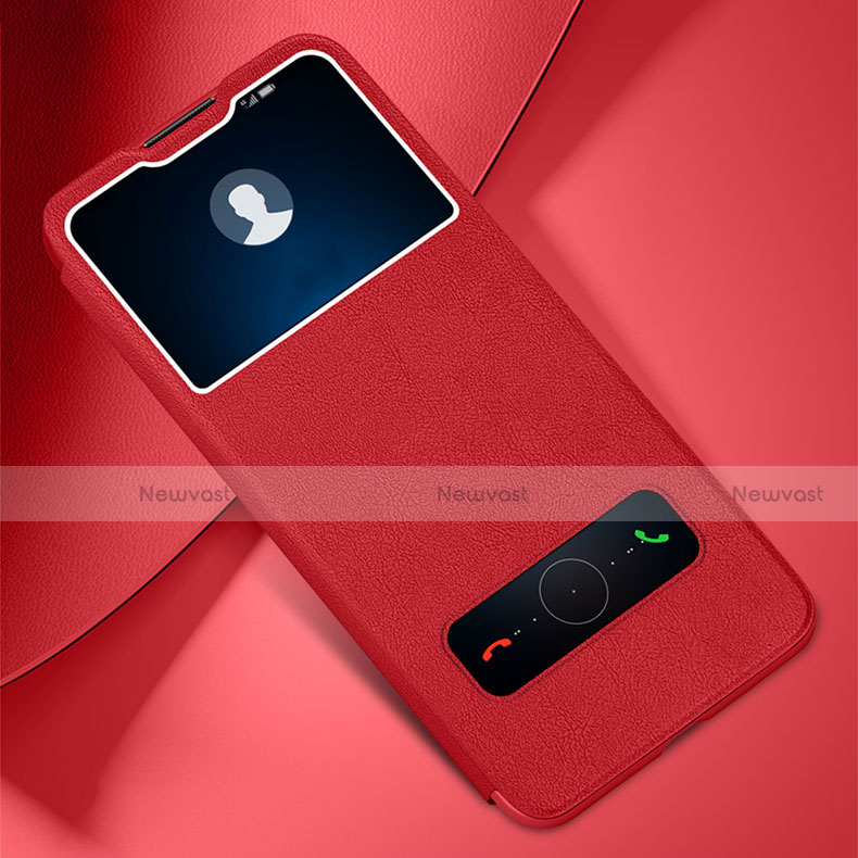 Leather Case Stands Flip Cover L02 Holder for Huawei Honor Play4 5G Red