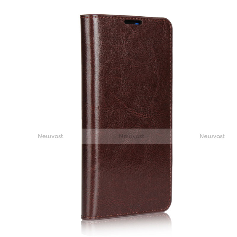 Leather Case Stands Flip Cover L02 Holder for Huawei Mate 20 Brown