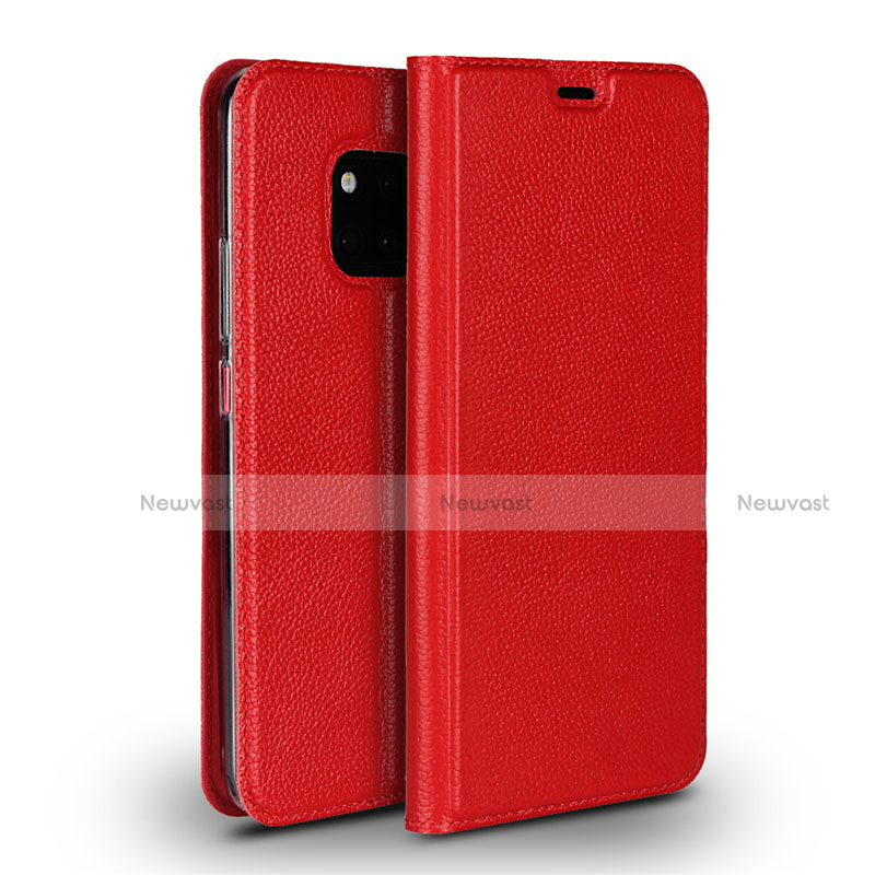 Leather Case Stands Flip Cover L02 Holder for Huawei Mate 20 Pro Red