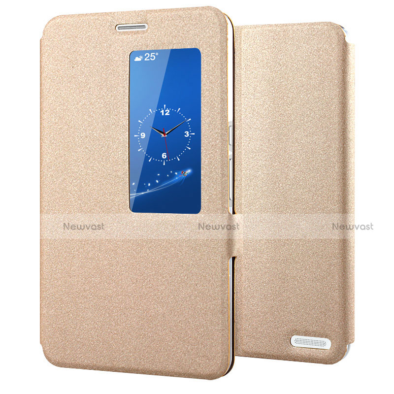 Leather Case Stands Flip Cover L02 Holder for Huawei MediaPad X2 Gold