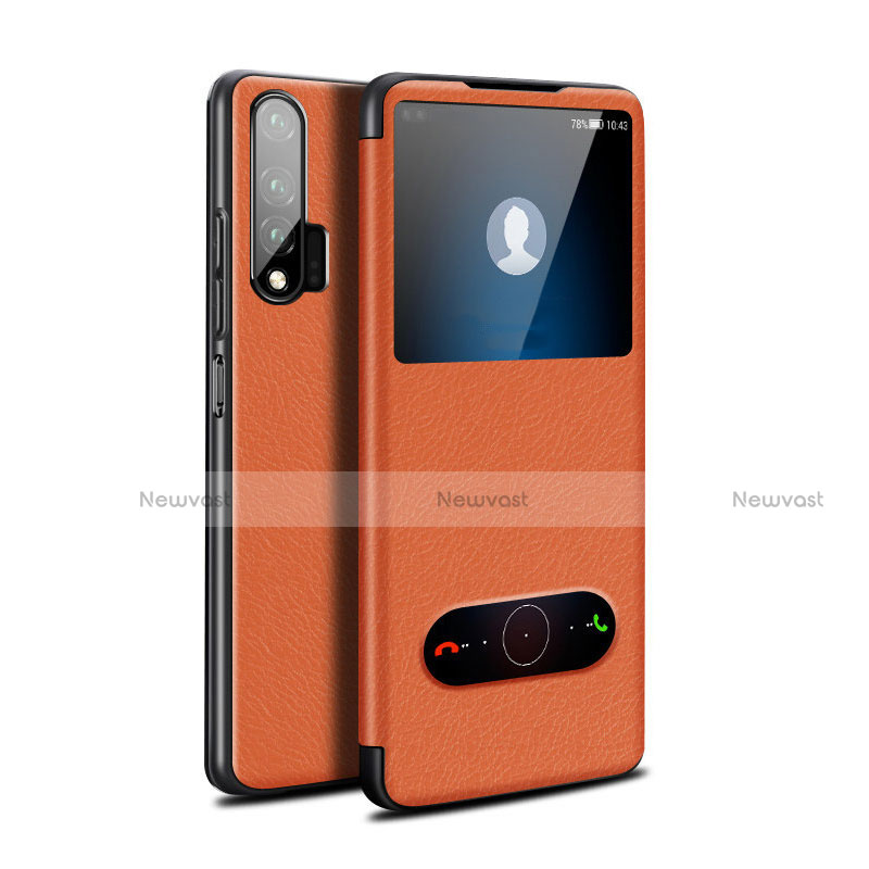 Leather Case Stands Flip Cover L02 Holder for Huawei Nova 6 5G Orange