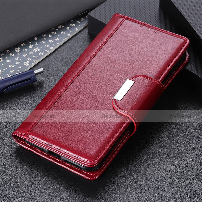 Leather Case Stands Flip Cover L02 Holder for Huawei P Smart (2020) Red Wine