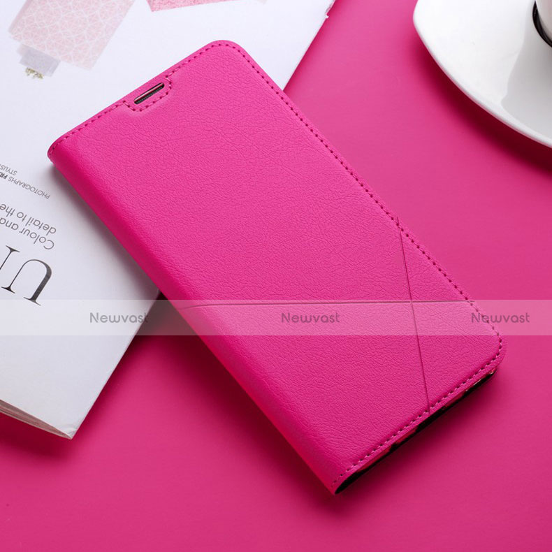 Leather Case Stands Flip Cover L02 Holder for Huawei P Smart Pro (2019) Hot Pink