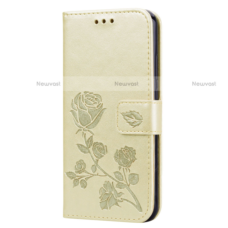 Leather Case Stands Flip Cover L02 Holder for Huawei P20 Lite Gold