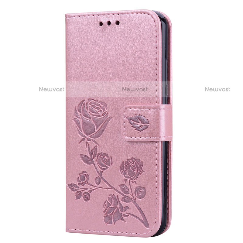 Leather Case Stands Flip Cover L02 Holder for Huawei P20 Lite Rose Gold