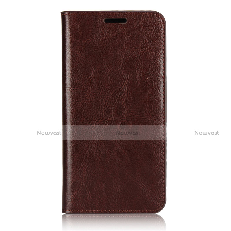 Leather Case Stands Flip Cover L02 Holder for Huawei P20 Pro Brown