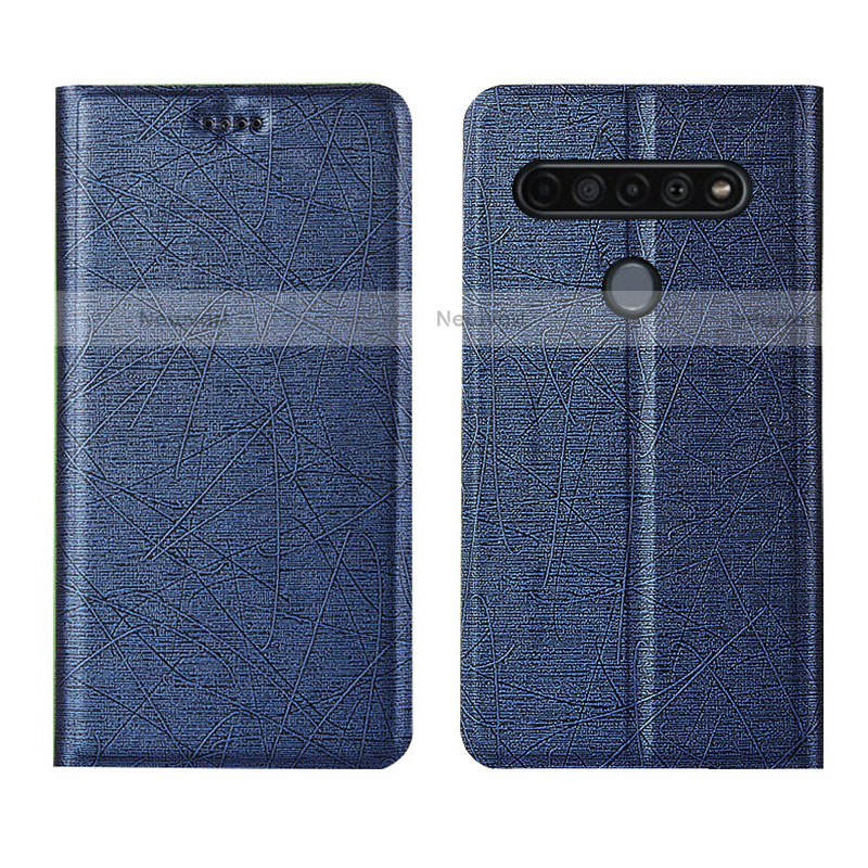 Leather Case Stands Flip Cover L02 Holder for LG K41S Blue