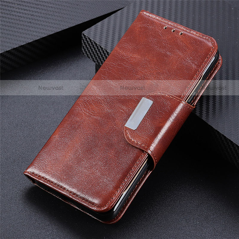 Leather Case Stands Flip Cover L02 Holder for LG K62 Brown