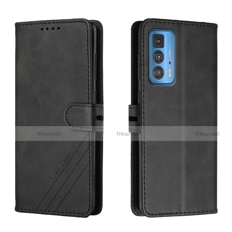 Leather Case Stands Flip Cover L02 Holder for Motorola Moto Edge 20 Pro 5G Black