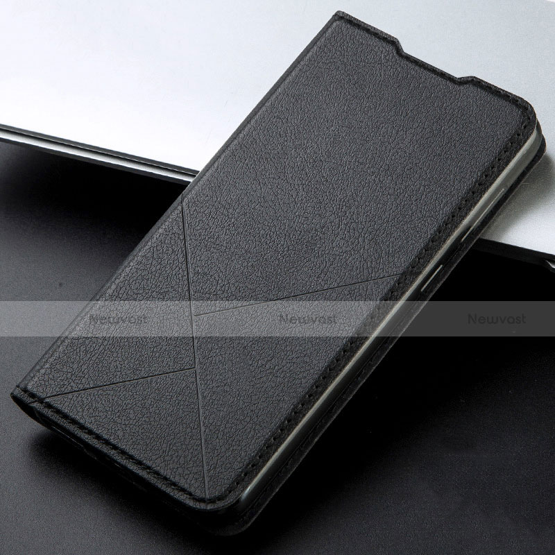 Leather Case Stands Flip Cover L02 Holder for Oppo A52 Black