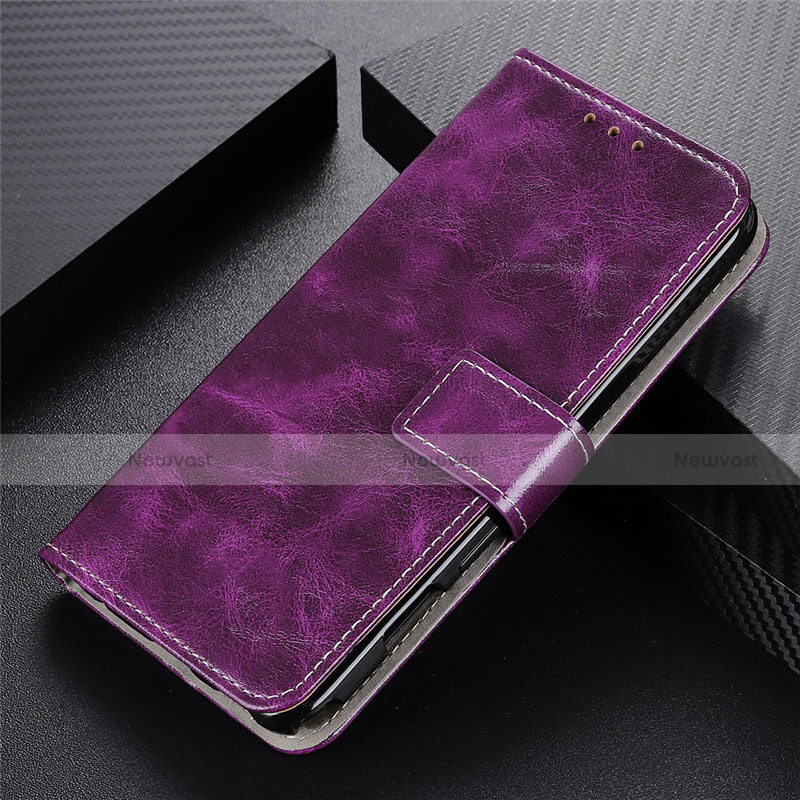 Leather Case Stands Flip Cover L02 Holder for Oppo A93 Purple