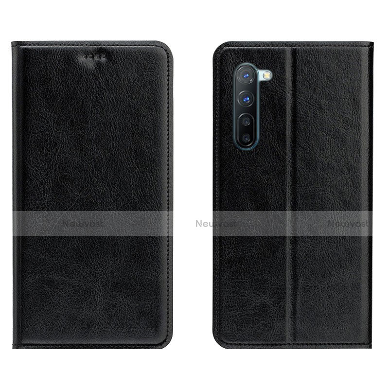 Leather Case Stands Flip Cover L02 Holder for Oppo F15 Black