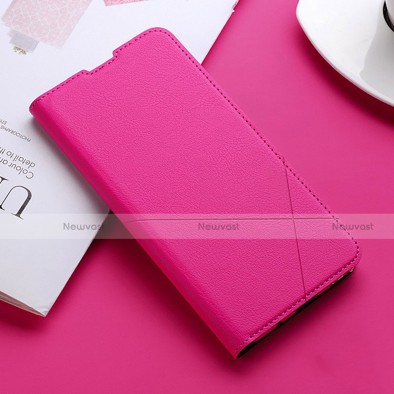 Leather Case Stands Flip Cover L02 Holder for Oppo K5 Hot Pink