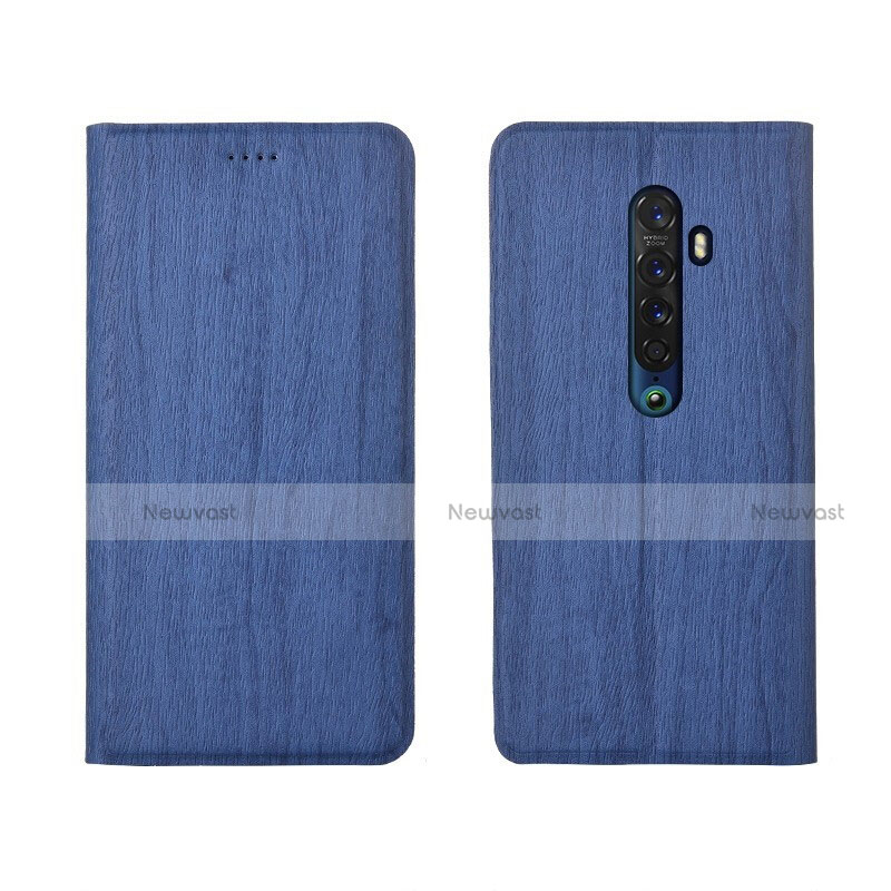 Leather Case Stands Flip Cover L02 Holder for Oppo Reno2 Blue