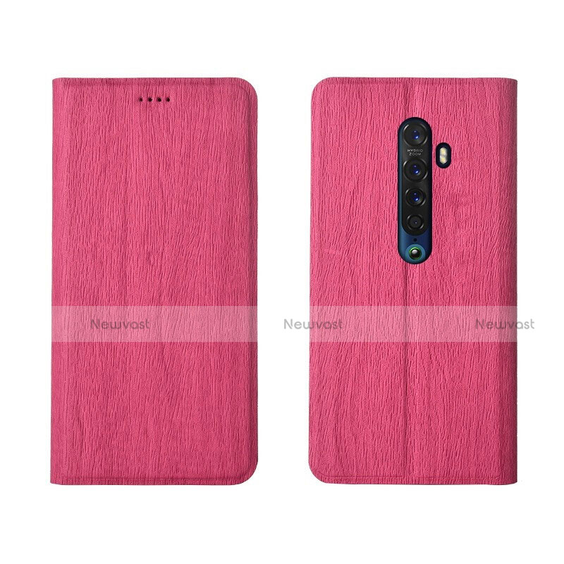 Leather Case Stands Flip Cover L02 Holder for Oppo Reno2 Hot Pink