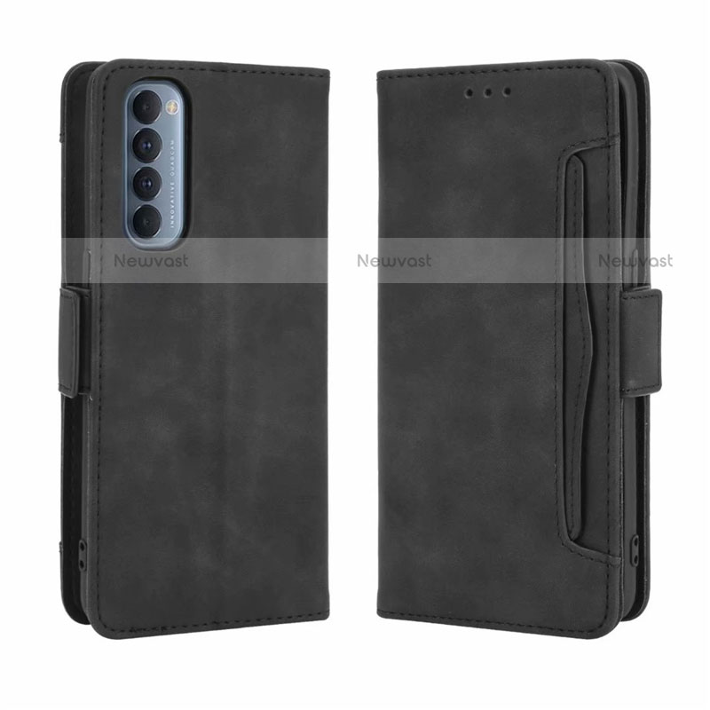 Leather Case Stands Flip Cover L02 Holder for Oppo Reno4 Pro 4G Black