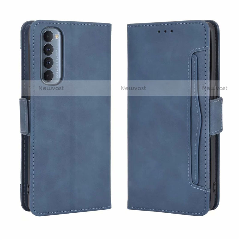 Leather Case Stands Flip Cover L02 Holder for Oppo Reno4 Pro 4G Blue