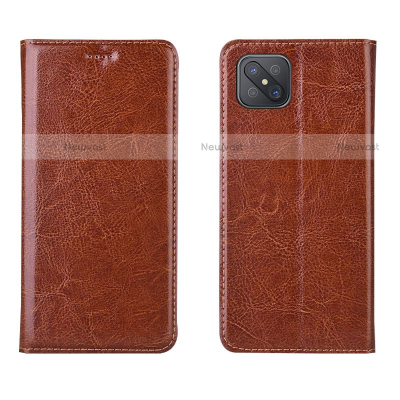 Leather Case Stands Flip Cover L02 Holder for Oppo Reno4 Z 5G Orange