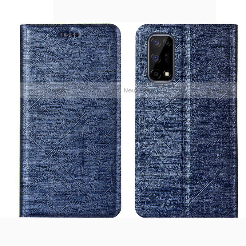 Leather Case Stands Flip Cover L02 Holder for Realme Q2 5G Blue