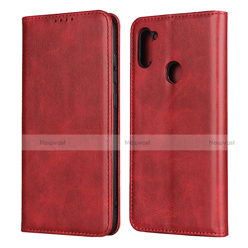 Leather Case Stands Flip Cover L02 Holder for Samsung Galaxy A11 Red