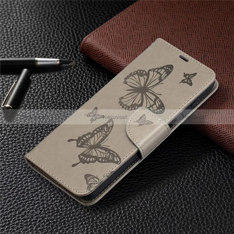 Leather Case Stands Flip Cover L02 Holder for Samsung Galaxy A12 5G Gray
