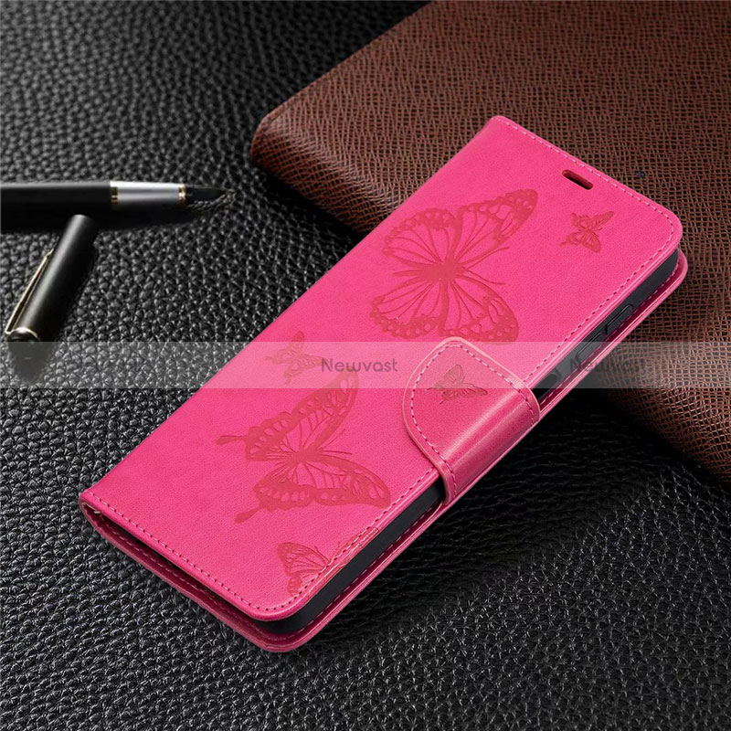 Leather Case Stands Flip Cover L02 Holder for Samsung Galaxy A12 5G Hot Pink