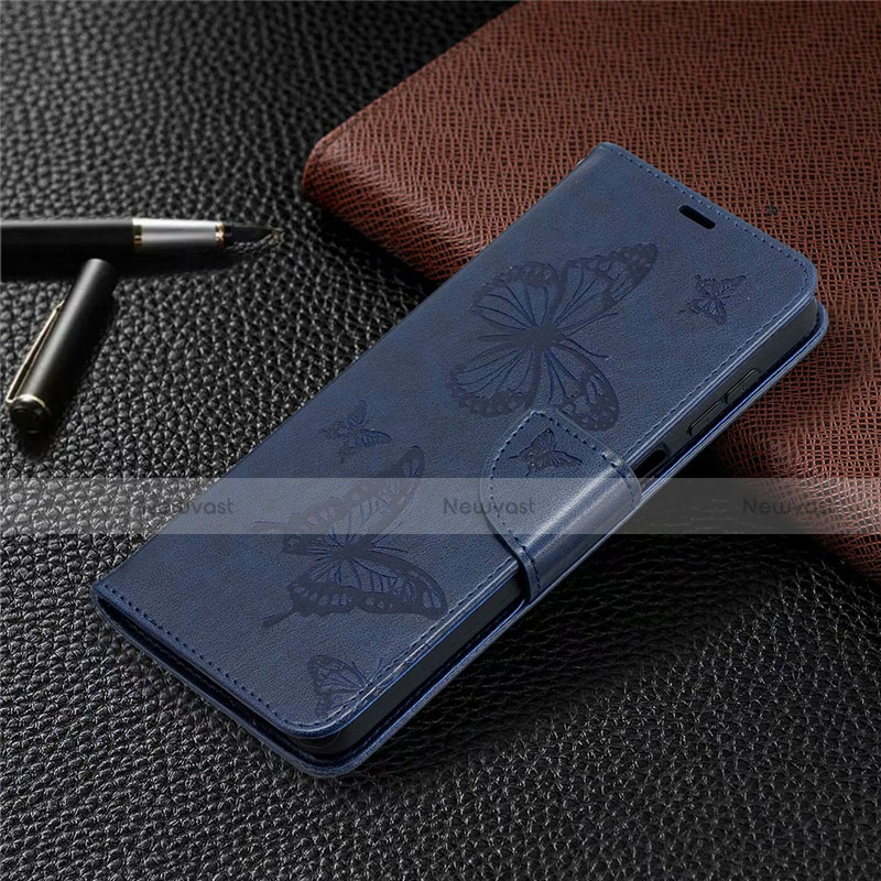 Leather Case Stands Flip Cover L02 Holder for Samsung Galaxy A12 Blue