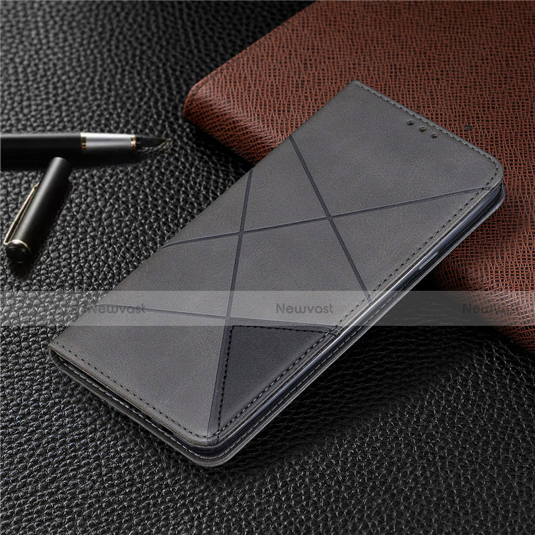 Leather Case Stands Flip Cover L02 Holder for Samsung Galaxy A20s Gray