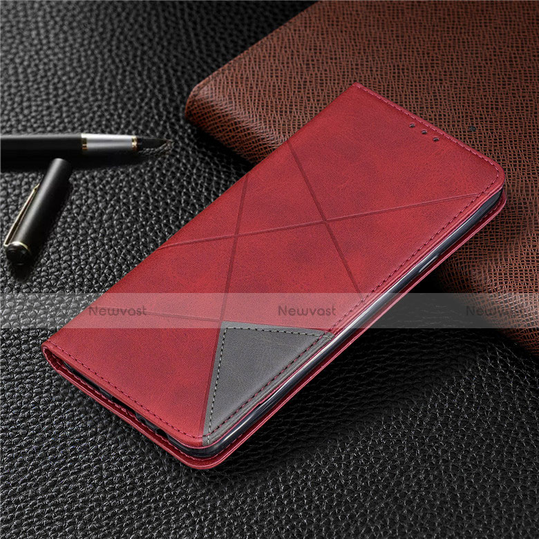 Leather Case Stands Flip Cover L02 Holder for Samsung Galaxy A20s Red