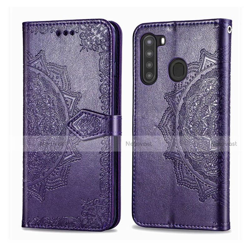 Leather Case Stands Flip Cover L02 Holder for Samsung Galaxy A21