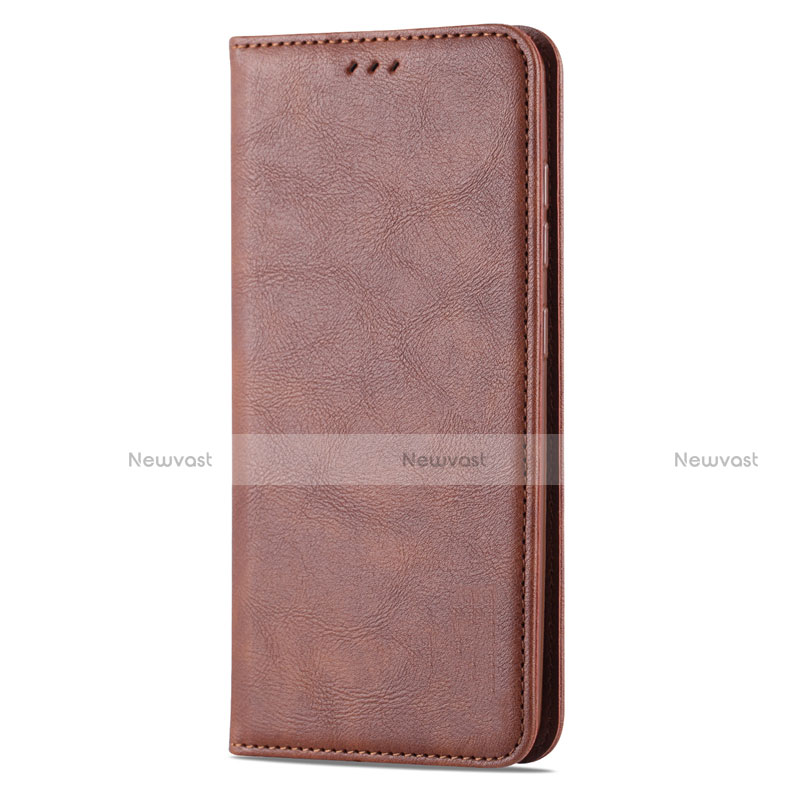 Leather Case Stands Flip Cover L02 Holder for Samsung Galaxy A41 Brown