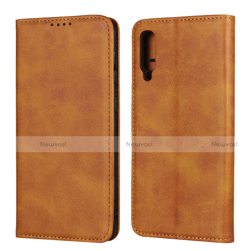 Leather Case Stands Flip Cover L02 Holder for Samsung Galaxy A50 Orange