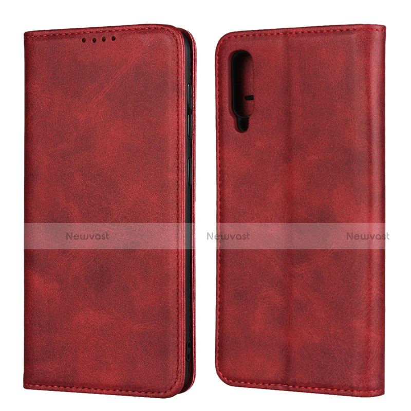 Leather Case Stands Flip Cover L02 Holder for Samsung Galaxy A50 Red