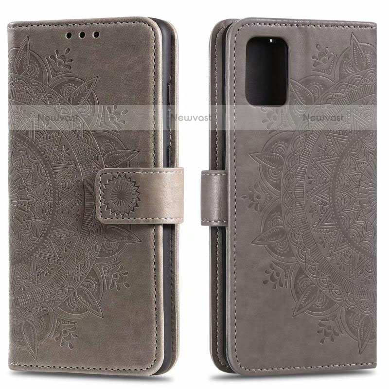 Leather Case Stands Flip Cover L02 Holder for Samsung Galaxy A71 4G A715 Gray