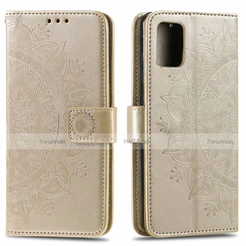 Leather Case Stands Flip Cover L02 Holder for Samsung Galaxy A71 5G Gold