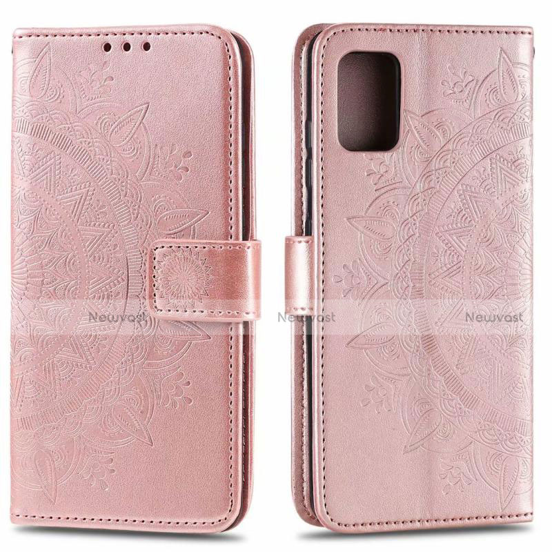 Leather Case Stands Flip Cover L02 Holder for Samsung Galaxy A71 5G Rose Gold