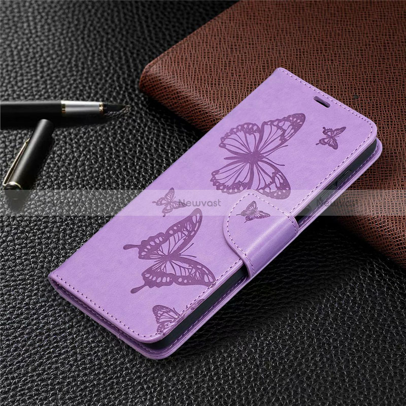 Leather Case Stands Flip Cover L02 Holder for Samsung Galaxy M12 Clove Purple