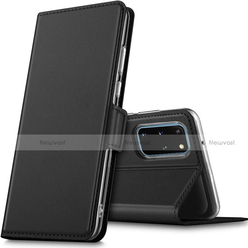 Leather Case Stands Flip Cover L02 Holder for Samsung Galaxy S20 Plus 5G Black