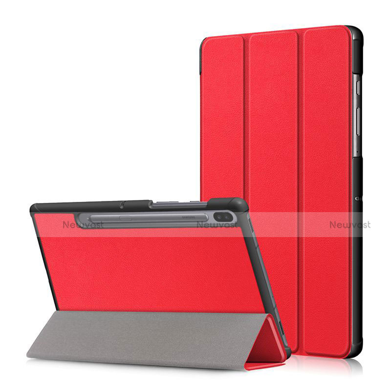 Leather Case Stands Flip Cover L02 Holder for Samsung Galaxy Tab S6 10.5 SM-T860 Red