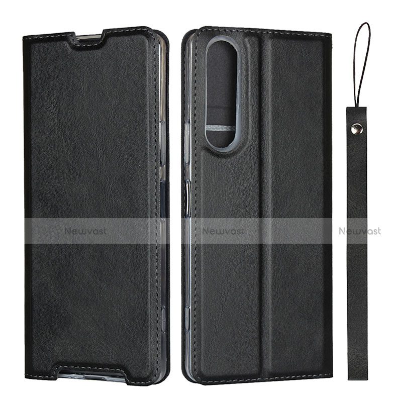 Leather Case Stands Flip Cover L02 Holder for Sony Xperia 1 II Black