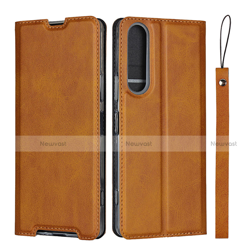 Leather Case Stands Flip Cover L02 Holder for Sony Xperia 1 II Orange