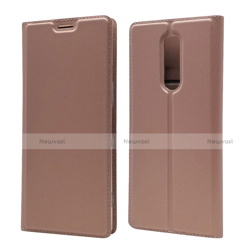 Leather Case Stands Flip Cover L02 Holder for Sony Xperia 1 Rose Gold