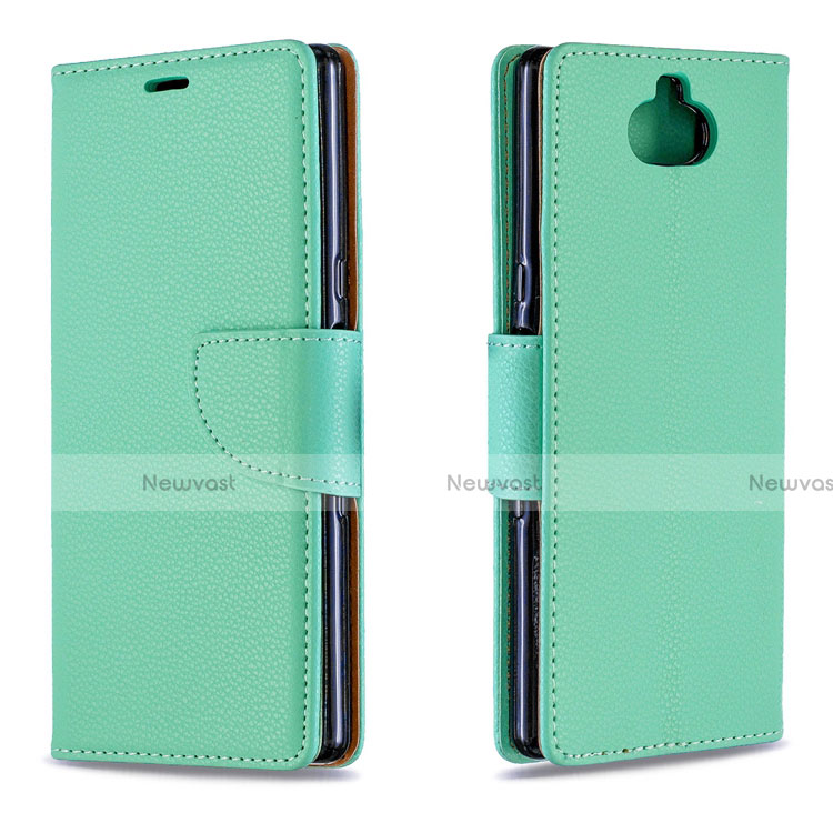 Leather Case Stands Flip Cover L02 Holder for Sony Xperia 10 Plus Green